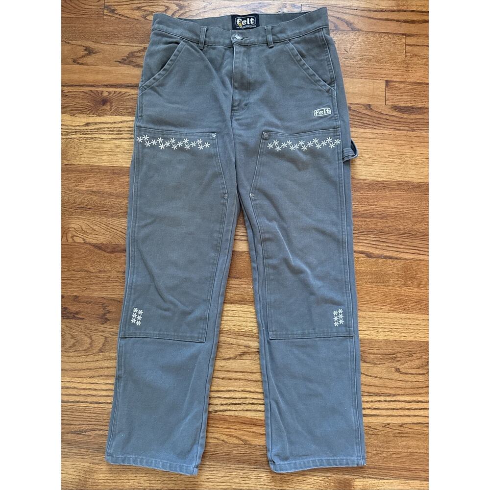 FELT For Every Living Thing Carpenter Pants Flower Floral Embroidery S C22